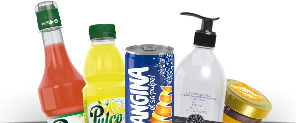 Assortiment de packshots 3D